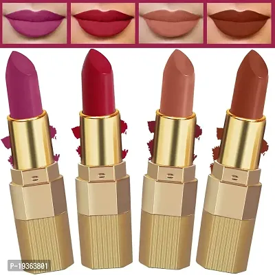 FORFORreg; Xpression Matte Lipstick Highly Pigmented, Creamy Texture, Long Lasting Matte Finish - Combo of 4 (5-8 hrs stay) (Basic Nude, Brown Nude ,Magenta ,Red Velvet)