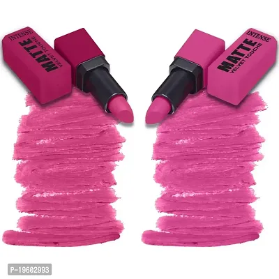 FORFOR? Intense Matte Lipstick Waterproof Long Last Matte Lipstick (Pack of 2, Pretty in Pink, Blossom Pink)-thumb0