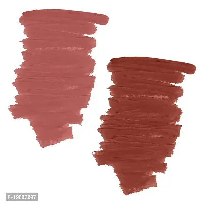 FORFOR? Intense Matte Lipstick Waterproof Long Last Matte Lipstick (Pack of 2, Sepia Brown, Highlight Nude)-thumb2