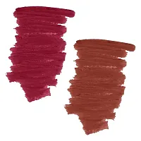 FORFOR? Intense Matte Lipstick Waterproof Long Last Matte Lipstick (Pack of 2, Sepia Brown, Red Wave)-thumb1