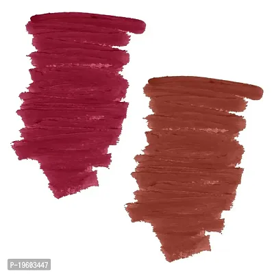 FORFOR? Intense Matte Lipstick Waterproof Long Last Matte Lipstick (Pack of 2, Sepia Brown, Red Wave)-thumb2