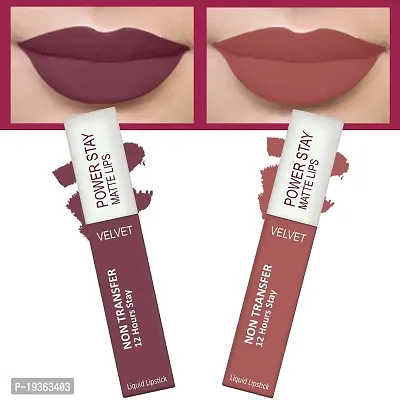 FORFORreg; Power Stay Long Last Matte Lipstick Combo of 2 - Waterproof (12 hrs stay) (Mauve Matte , Sandy Nude, Pack of 2)