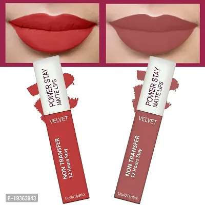 FORFORreg; Power Stay Long Last Matte Lipstick Combo of 2 - Waterproof (12 hrs stay) (Candy Red , Sandy Nude, Pack of 2)