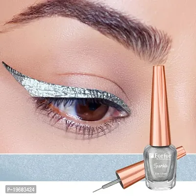 FORFOR Eye Sensational Liquid Glitter Eyeliner Smudge and Water Proof 7 ml (Silver)-thumb2