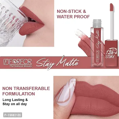 FORFOR? Stay Matte Long Lasting Mini Liquid Lipstick Waterproof (Peach Nude)-thumb2