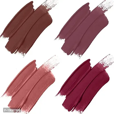 FORFOR? Stay Matte Long Lasting Mini Liquid Lipstick Waterproof Combo of 4 (Coco Brown, Mauve, Peach Nude, Bridal Maroon)-thumb2