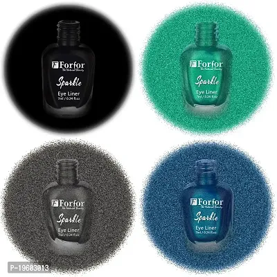 FORFOR Sensational Liquid Glitter Eyeliner Smudge-Proof and Water Proof 7 ml Each (Set of 4, Black,Grey,Green,Blue)-thumb2