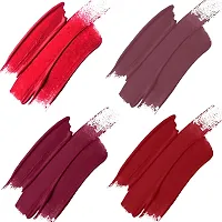 FORFOR? Stay Matte Long Lasting Mini Liquid Lipstick Waterproof Combo of 4 (Candy Red, Bridal Maroon, Peppy Red, Mauve)-thumb1