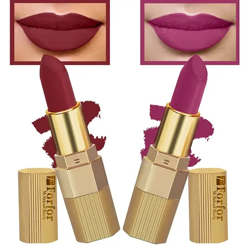 FORFOR&#174; Xpression Matte Lipstick Highly Pigmented, Creamy Texture, Long Lasting Matte Finish Combo of 2 (5-8 hrs stay)