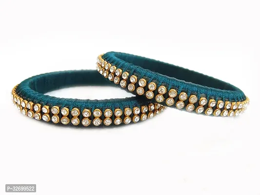 Stylish Blue Silk Thread Bangles And Bracelets For Women Pack Of 2-thumb0