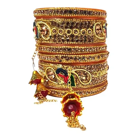 Women's Dulhan Bangles Set, Bridal Bangles Set, Punjabi Chuda Fashion Stones Wedding Bridal Brass Bangles Set