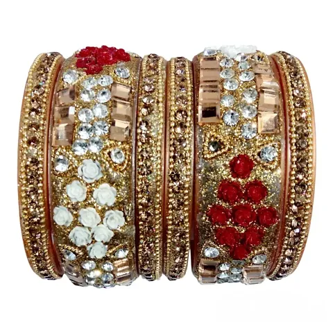 Women's Dulhan Bangles Set, Bridal Bangles Set, Punjabi Chuda Fashion Stones Wedding Bridal Brass Bangles Set