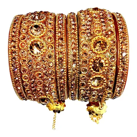 Women's Dulhan Bangles Set, Bridal Bangles Set, Punjabi Chuda Fashion Stones Wedding Bridal Brass Bangles Set