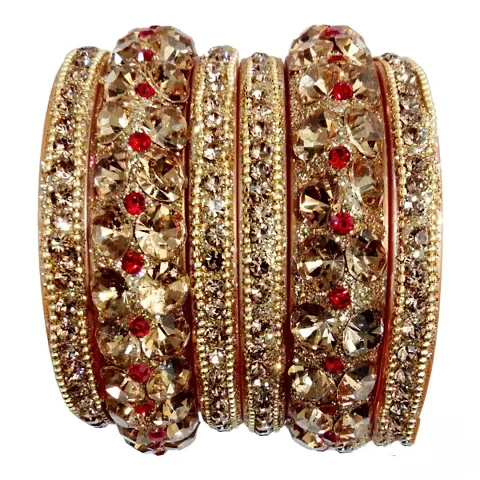 Women's Dulhan Bangles Set, Bridal Bangles Set, Punjabi Chuda Fashion Stones Wedding Bridal Brass Bangles Set