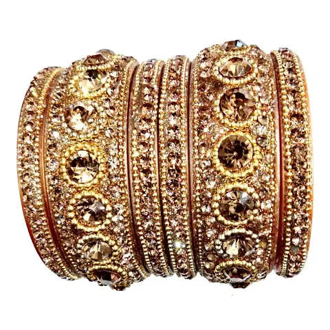 Women's Dulhan Bangles Set, Bridal Bangles Set, Punjabi Chuda Fashion Stones Wedding Bridal Brass Bangles Set