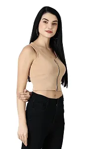 Fancy Beige Polycotton Solid Top For Women-thumb2