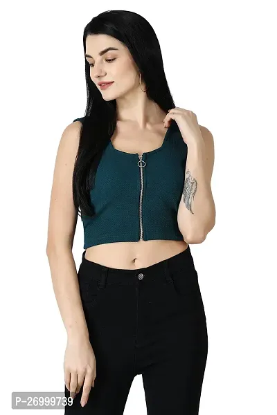Fancy Green Polycotton Solid Top For Women