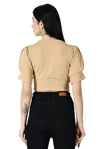 Fancy Beige Polycotton Solid Top For Women-thumb4