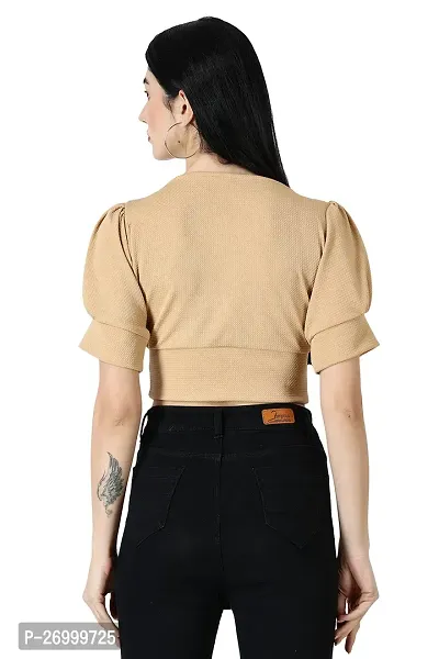 Fancy Beige Polycotton Solid Top For Women-thumb5