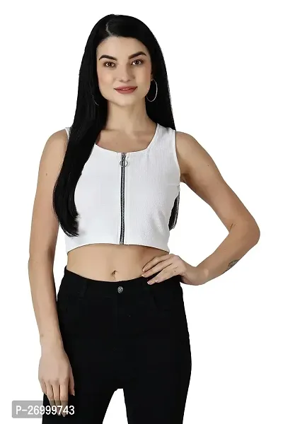 Fancy White Polycotton Solid Top For Women
