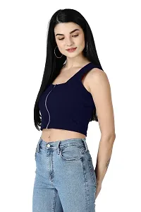 Fancy Navy Blue Polycotton Solid Top For Women-thumb1