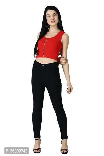 Fancy Red Polycotton Solid Top For Women-thumb4