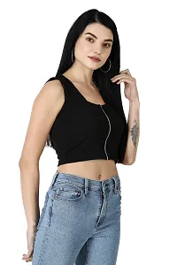 Fancy Black Polycotton Solid Top For Women-thumb2