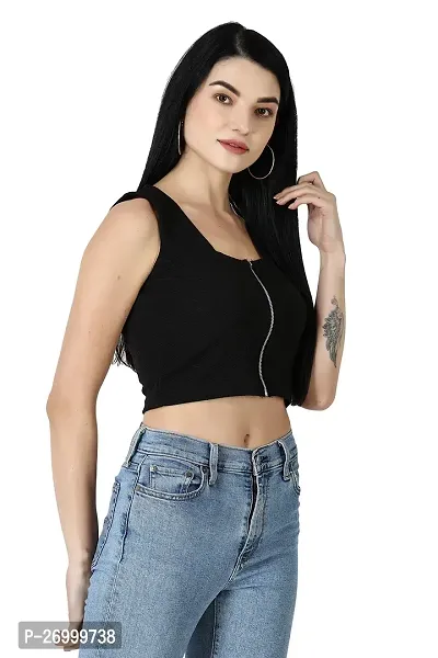Fancy Black Polycotton Solid Top For Women-thumb3