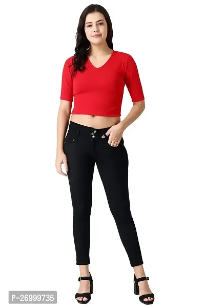 Fancy Red Polycotton Solid Top For Women-thumb4
