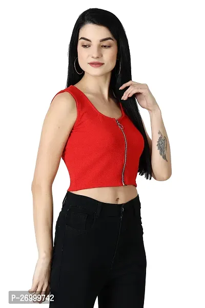 Fancy Red Polycotton Solid Top For Women-thumb3
