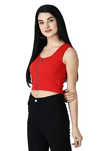 Fancy Red Polycotton Solid Top For Women-thumb1