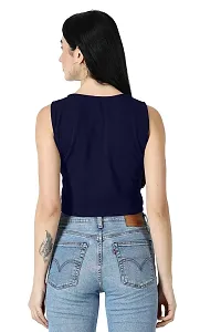 Fancy Navy Blue Polycotton Solid Top For Women-thumb4