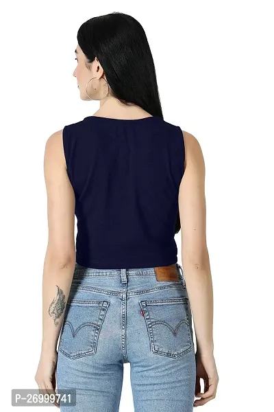 Fancy Navy Blue Polycotton Solid Top For Women-thumb5