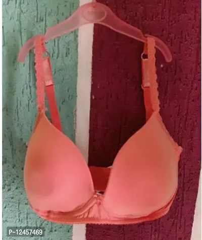 Stylish Pink Cotton Solid Bras For Women-thumb0