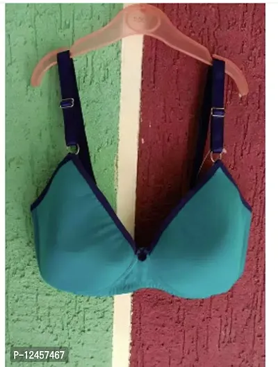 Stylish Green  Cotton Solid Bras For Women