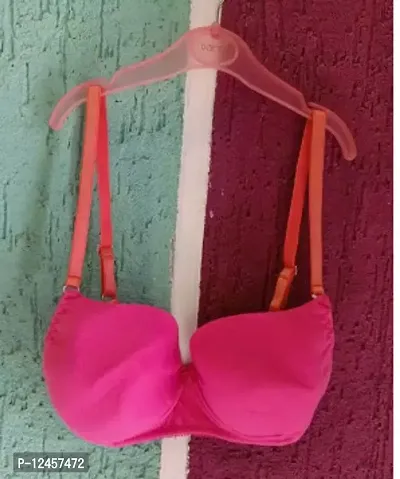 Stylish Pink Cotton Solid Bras For Women-thumb0