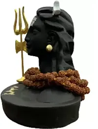 HIV ADIYOGI IDOL WITH RUDRAKSH MALA AND TRISHUL Decorative Showpiece - 12 cm  (Polyresin, Black)-thumb1