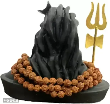 HIV ADIYOGI IDOL WITH RUDRAKSH MALA AND TRISHUL Decorative Showpiece - 12 cm  (Polyresin, Black)-thumb3