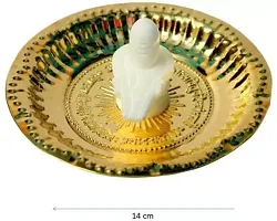 White Shivling Shiva Ling/Shivling with Brass Plate, Kalash with Stand (1 Pieces, Gold) Decorative Showpiece - 12 cm  (Brass, Gold)-thumb1