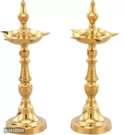 KASHI SAMAI KUTHU VILAKKU Brass (Pack of 2) Table Diya  (Height: 8 inch)