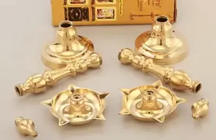 KASHI SAMAI KUTHU VILAKKU Brass (Pack of 2) Table Diya  (Height: 8 inch)-thumb1