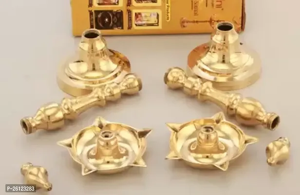 KASHI SAMAI KUTHU VILAKKU Brass (Pack of 2) Table Diya  (Height: 8 inch)-thumb2
