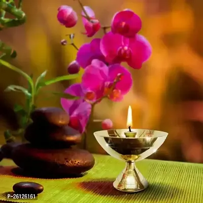 1.5 Inch Pure Brass Akhand deep Diya (Jyot) for puja Pyali deep Brass Table Diya  (Height: 4 inch)-thumb2