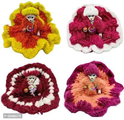 Laddu Gopal Woollen Poshak with Cap Beautiful Winter Dress Soft Woolen Dress Size 3-4 Combo Set (Set of 4)-thumb2