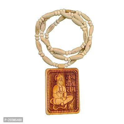 Kanthi Tulsi Mala With Hanuman Ji Jai Shri Sita Ram Locket Pendent | Tulsi Mala Brown Wooden Beads For Men-thumb0