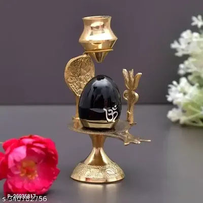 Brass Shiva Shivling Natural Stone with Jaladhari Lota Kalash for Home Temple-thumb0