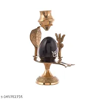 Brass Shiva Shivling Natural Stone with Jaladhari Lota Kalash for Home Temple-thumb2