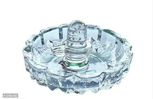 Haridwar Divine Sphatik Shivling Shiv with Beautiful Crystal Bowl Plate-thumb0
