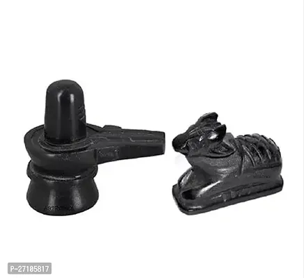 Black Marble Shiva Lingam Shivling  Nandi Ji Combo Decorative-thumb0