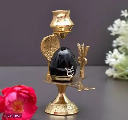 Brass Shiva Shivling Natural Stone with Jaladhari Lota Kalash for Home Temple Puja